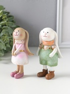 Набор фигурок 2 шт. полистоун «Зайчики-малыши нарядные», 5.5×3×9.5 см  (артикул 10915781)  большой выбор товаров оптом и в розницу по низким ценам с доставкой