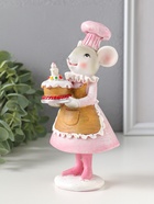 Фигурка полистоун «Мышка-кондитер в розовом платье и колпаке, с тортом», 8.5×6×17 см  (артикул 10915785)  большой выбор товаров оптом и в розницу по низким ценам с доставкой