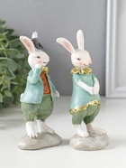 Набор фигурок 2 шт. полистоун «Парочка зайчат в костюмах с жабо, бабочкой», 5.5×4×12.5 см  (артикул 10915792)  большой выбор товаров оптом и в розницу по низким ценам с доставкой