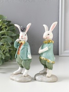 Набор фигурок 2 шт. полистоун «Парочка зайчат в костюмах с жабо, бабочкой», 5.5×4×12.5 см  (артикул 10915792)  большой выбор товаров оптом и в розницу по низким ценам с доставкой