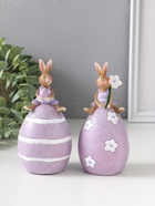 Набор фигурок 2 шт. полистоун «Лавандовые зайчики верхом на пасхальных яичках», 6.5×6.5×13 см  (артикул 10915801)  большой выбор товаров оптом и в розницу по низким ценам с доставкой