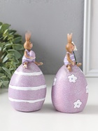 Набор фигурок 2 шт. полистоун «Лавандовые зайчики верхом на пасхальных яичках», 6.5×6.5×13 см  (артикул 10915801)  большой выбор товаров оптом и в розницу по низким ценам с доставкой