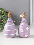 Набор фигурок 2 шт. полистоун «Лавандовые зайчики верхом на пасхальных яичках», 6.5×6.5×13 см  (артикул 10915801)  большой выбор товаров оптом и в розницу по низким ценам с доставкой