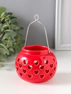 Подсвечник на 1 свечу «Фонарик с сердцами», керамика, красный, 8×8×6.7 см  (артикул 10925438)  большой выбор товаров оптом и в розницу по низким ценам с доставкой