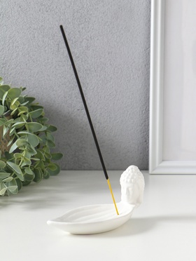 Подставка для благовоний керамика «Голова Будды», белая, 12×6.5×6 см  (артикул 10925441)  большой выбор товаров оптом и в розницу по низким ценам с доставкой