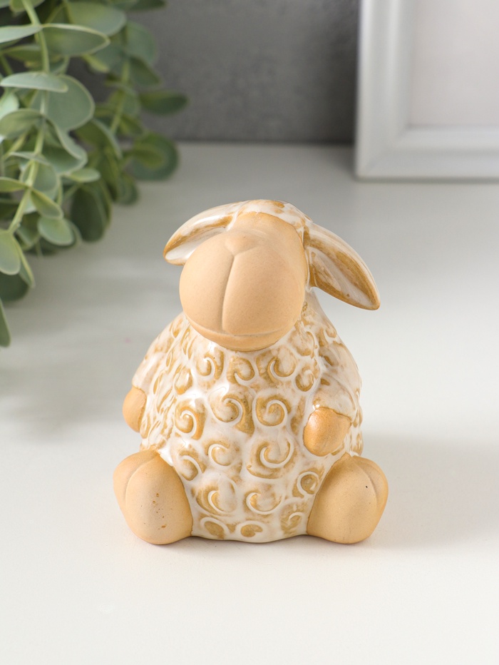Фигурка керамика «Кудряш бараш», беж, 7×7×8 см