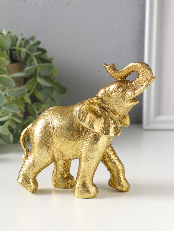 Фигурка полистоун «Золотой слон», 12×5.6×15.5 см