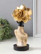 Бюст полистоун «Девушка с золотой розой, в наряде с узорами», чёрный, 9×7.5×19.5 см  (артикул 10928575)  большой выбор товаров оптом и в розницу по низким ценам с доставкой