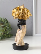 Бюст полистоун «Девушка с золотой розой, в наряде с узорами», чёрный, 9×7.5×19.5 см  (артикул 10928575)  большой выбор товаров оптом и в розницу по низким ценам с доставкой