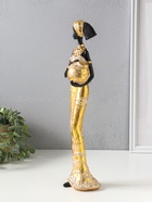 Фигура полистоун «Африканка с кувшином, с повязкой в волосах», бело-золотой, 9×8×37.5 см  (артикул 10928582)  большой выбор товаров оптом и в розницу по низким ценам с доставкой