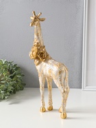 Фигура полистоун «Жираф с листьями и цветами», бело-золотой, 17.3×8.3×35.5 см - Фото 2