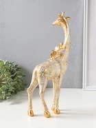 Фигура полистоун «Жираф с листьями и цветами», бело-золотой, 17.3×8.3×35.5 см  (артикул 10928588)  большой выбор товаров оптом и в розницу по низким ценам с доставкой