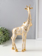 Фигура полистоун «Жираф с листьями и цветами», бело-золотой, 17.3×8.3×35.5 см - Фото 4