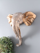 Панно настенное полистоун «Индийский слон с узорами», интерьерный декор, золото с патиной, 30.5×13×29.5 см  (артикул 10928593)  большой выбор товаров оптом и в розницу по низким ценам с доставкой