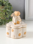 Шкатулка для украшений керамика «Кудряш бараш», беж, 7.9×7.9×9.5 см - Фото 3