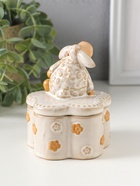 Шкатулка для украшений керамика «Кудряш бараш», беж, 7.9×7.9×9.5 см - Фото 4