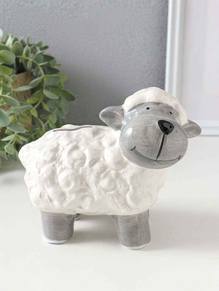 Копилка для денег керамика «Счастливая овечка», 15.6×8.6×7.2 см