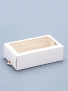 Коробка кондитерская для макарун, с ложементом и окном, белая 18×10.7×5.5 с м  (артикул 11000047)  большой выбор товаров оптом и в розницу по низким ценам с доставкой