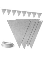 Гирлянда-флажки, серебро с блёстками, 500 см  (артикул 11001618)  большой выбор товаров оптом и в розницу по низким ценам с доставкой