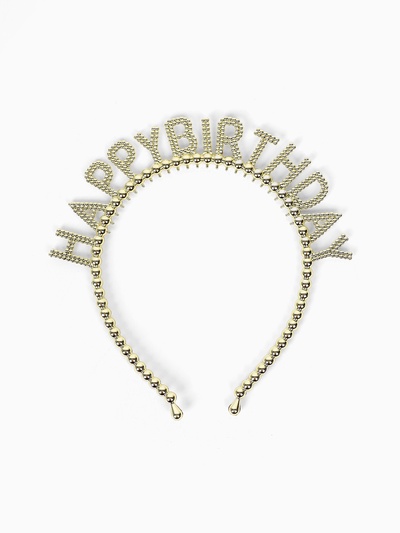 Ободок карнавальный Happy Birthday, золото