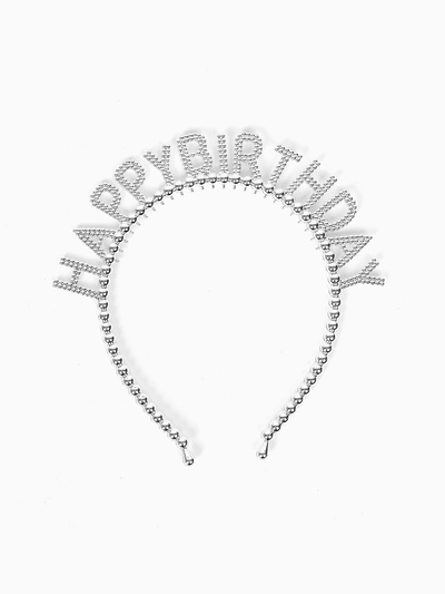 Ободок карнавальный Happy Birthday, серебро