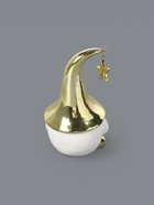 УЦЕНКА Сувенир керамика свет «Гном в золотом колпаке со звездой» белый 11.6×10.7×19.3 см - Фото 5