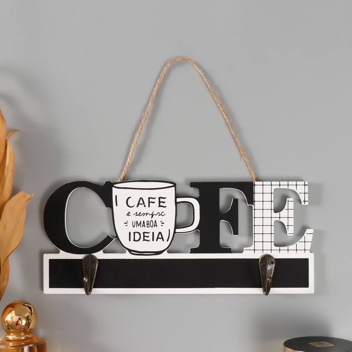 УЦЕНКА Крючки декоративные дерево «Кофе - это всегда отличная идея» 23×9.5×3.5 см - Фото 1