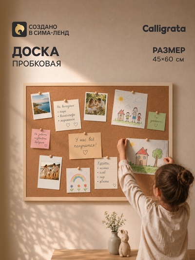 Доска пробковая Calligrata, 45×60 см, в деревянной раме
