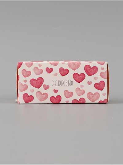 Коробка подарочная с окном «Сердца», 12×5.5×5.5 см, самосборная