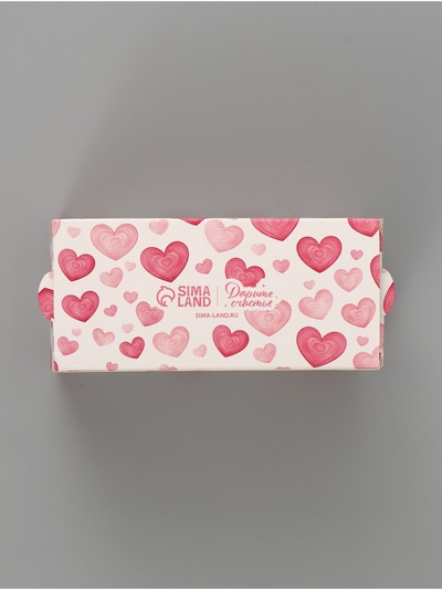 Коробка подарочная с окном «Сердца», 12×5.5×5.5 см, самосборная