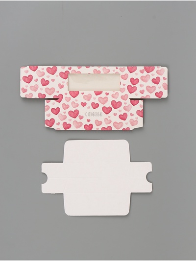 Коробка подарочная с окном «Сердца», 12×5.5×5.5 см, самосборная