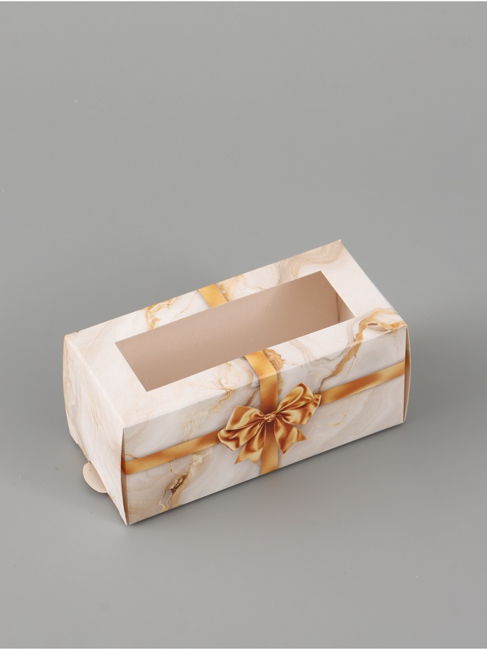 Коробка подарочная с окном «Мрамор», 12×5.5×5.5 см, самосборная - Фото 1