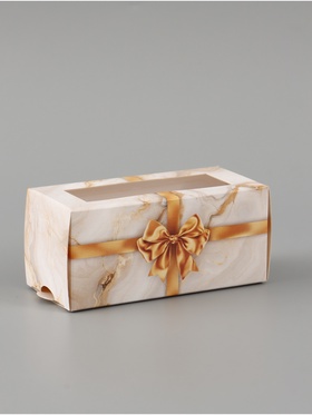 Коробка подарочная с окном «Мрамор», 12×5.5×5.5 см, самосборная