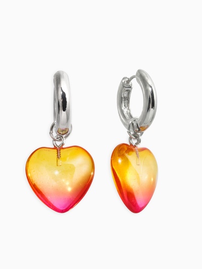 Серьги со съёмным элементом «Сердце», жёлтые, розовые в серебре