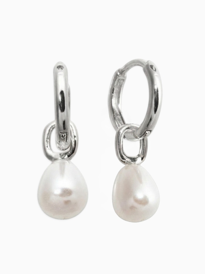 Серьги «Жемчуг. Бусина на ножке», белые в серебре