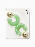 Серьги акрил «Полукольцо с бусиной №14», зелёные в золоте - Фото 3