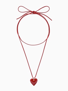 Чокер на шнурке с подвеской «Сердце», L=150 см, красный в золоте