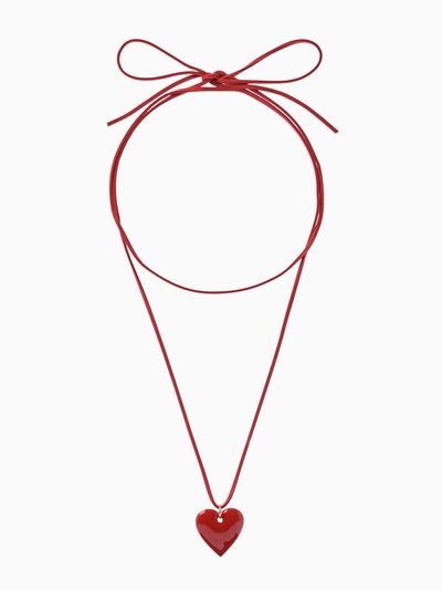 Чокер на шнурке с подвеской «Сердце», L=150 см, красный в золоте