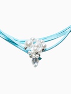 Чокер на шнурке с подвеской «Жемчуг с кристаллом», L=150 см, белый, голубой в серебре  (артикул 10936504)  большой выбор товаров оптом и в розницу по низким ценам с доставкой