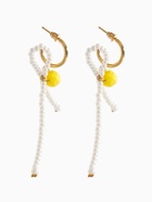 Серьги с подвеской «Лимон с бантиком», шар №2, жёлтый, белые в золоте  (артикул 10936508)  большой выбор товаров оптом и в розницу по низким ценам с доставкой