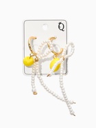 Серьги с подвеской «Лимон с бантиком», шар №2, жёлтый, белые в золоте  (артикул 10936508)  большой выбор товаров оптом и в розницу по низким ценам с доставкой