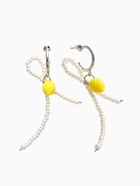 Серьги с подвеской «Лимон с бантиком», шар №2, жёлтый, белые в серебре  (артикул 10936509)  большой выбор товаров оптом и в розницу по низким ценам с доставкой