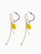 Серьги с подвеской «Лимон с бантиком», шар №2, жёлтый, белые в серебре  (артикул 10936509)  большой выбор товаров оптом и в розницу по низким ценам с доставкой