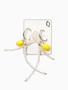 Серьги с подвеской «Лимон с бантиком», шар №2, жёлтый, белые в серебре  (артикул 10936509)  большой выбор товаров оптом и в розницу по низким ценам с доставкой