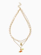 Бусы с цепочкой и кулоном детские «Выбражулька. Лиса, сердце, жемчуг», L=42 см, 3 нити, белые в золоте  (артикул 10961599)  большой выбор товаров оптом и в розницу по низким ценам с доставкой