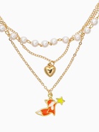 Бусы с цепочкой и кулоном детские «Выбражулька. Лиса, сердце, жемчуг», L=42 см, 3 нити, белые в золоте  (артикул 10961599)  большой выбор товаров оптом и в розницу по низким ценам с доставкой