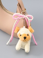 Брелок для ключей на кольце, карабине «Милый щенок с бело-розовым бантиком», на сумку, рюкзак, мягкий, бежевый, 5×9.5×20 см  (артикул 10964502)  большой выбор товаров оптом и в розницу по низким ценам с доставкой