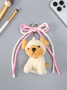 Брелок для ключей на кольце, карабине «Милый щенок с бело-розовым бантиком», на сумку, рюкзак, мягкий, бежевый, 5×9.5×20 см  (артикул 10964502)  большой выбор товаров оптом и в розницу по низким ценам с доставкой