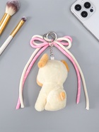 Брелок для ключей на кольце, карабине «Милый щенок с бело-розовым бантиком», на сумку, рюкзак, мягкий, бежевый, 5×9.5×20 см - Фото 3