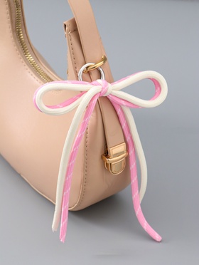 Брелок для ключей на карабине «Двойной бант», на сумку, рюкзак, розово-белый, 20×9.5×1 см